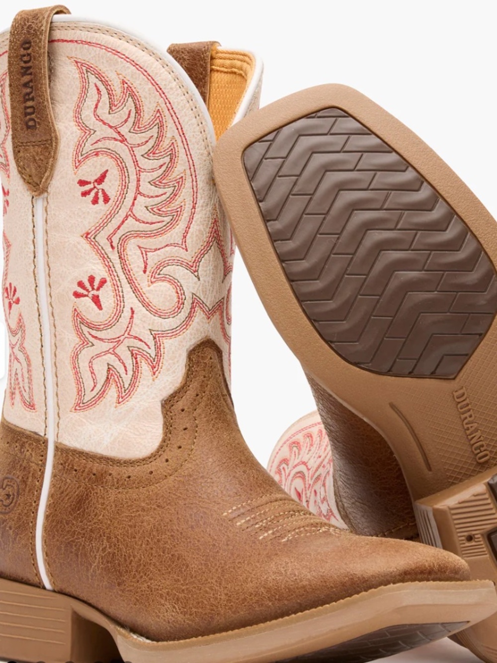 DURANGO BIG KIDS' SHYLOH WESTERN BOOT Color: Honey Tan / Metallic Peach